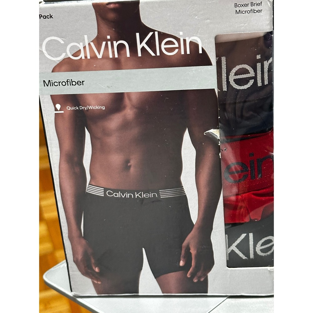 Calvin Klein 3 Pack Microfiber Boxer Briefs XL Black Red Blue NP2691L 002 5RP